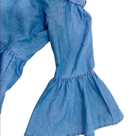 ANA A New Approach Denim Cotton Off Shoulder Floral Embroidered Top, Size Small - Picture 6 of 11